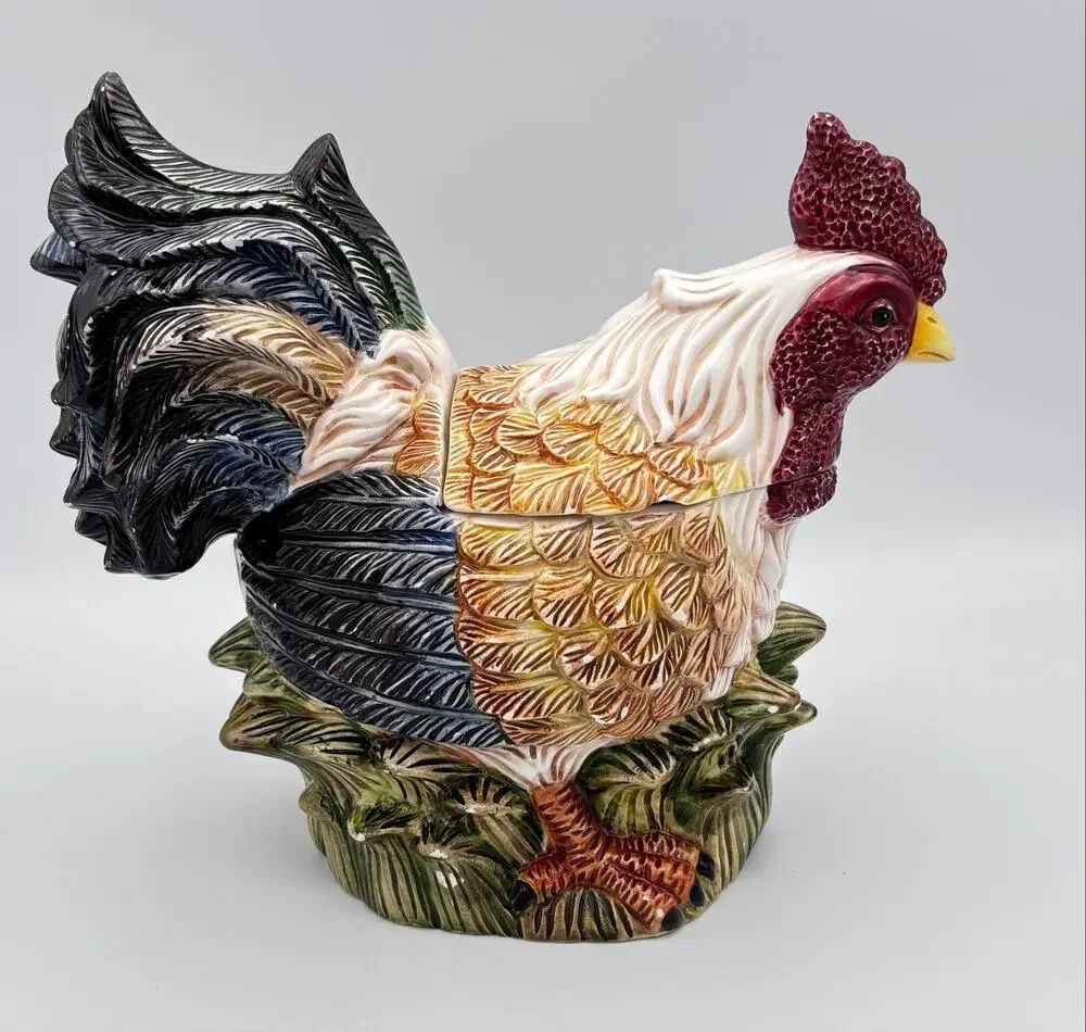 Rooster Cookie Jar Jay Import Ceramic Farmhouse Country Cottage Kitchen Decor